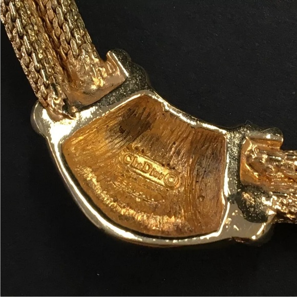 Christian Dior Enamel Rhinestone Gold Tone Necklace - Picture 7 of 8